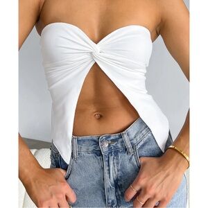 White Fox Twist Split Tube Top